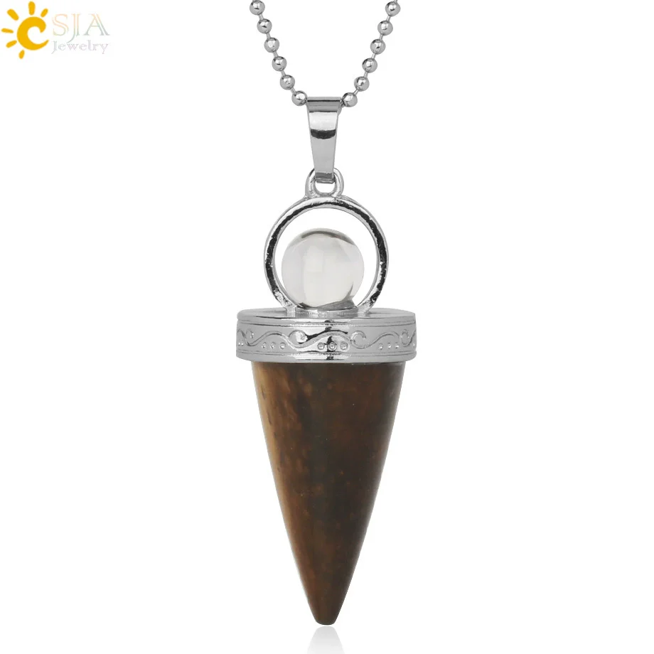 Jewelry Alloy Cone Natural Amethyst Pendant Necklace Minimalist Style - Image 11
