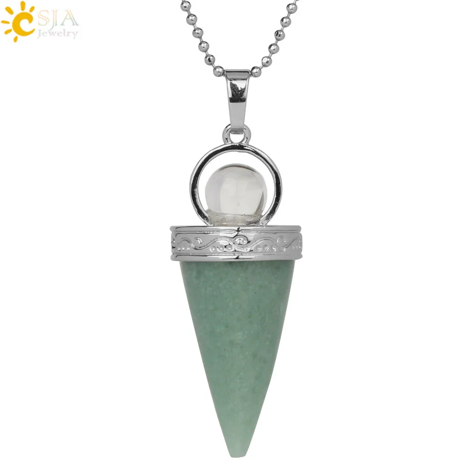 Jewelry Alloy Cone Natural Amethyst Pendant Necklace Minimalist Style - Image 12