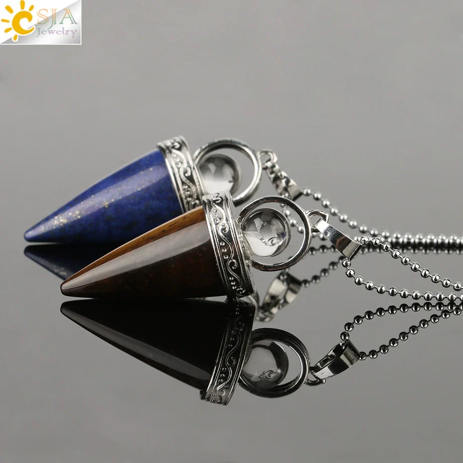 Jewelry Alloy Cone Natural Amethyst Pendant Necklace Minimalist Style - Image 3