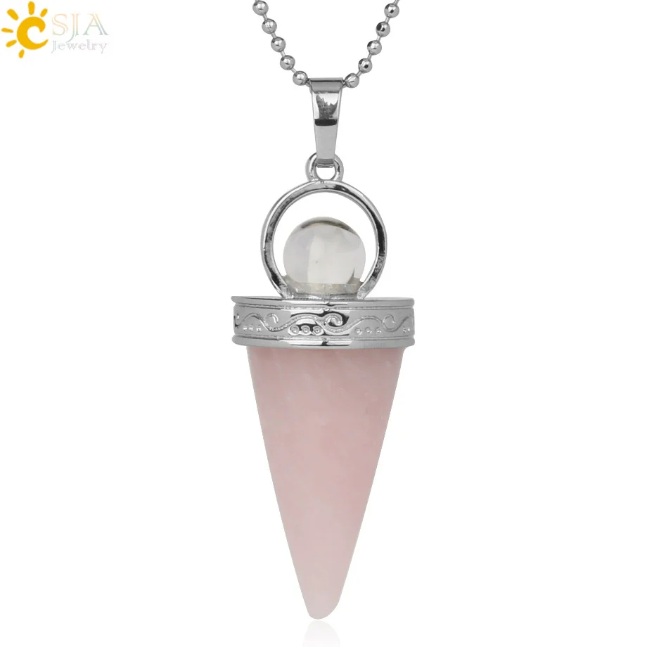 Jewelry Alloy Cone Natural Amethyst Pendant Necklace Minimalist Style - Image 6