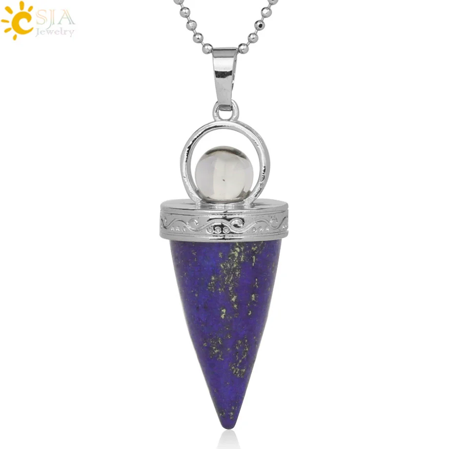 Jewelry Alloy Cone Natural Amethyst Pendant Necklace Minimalist Style - Image 9