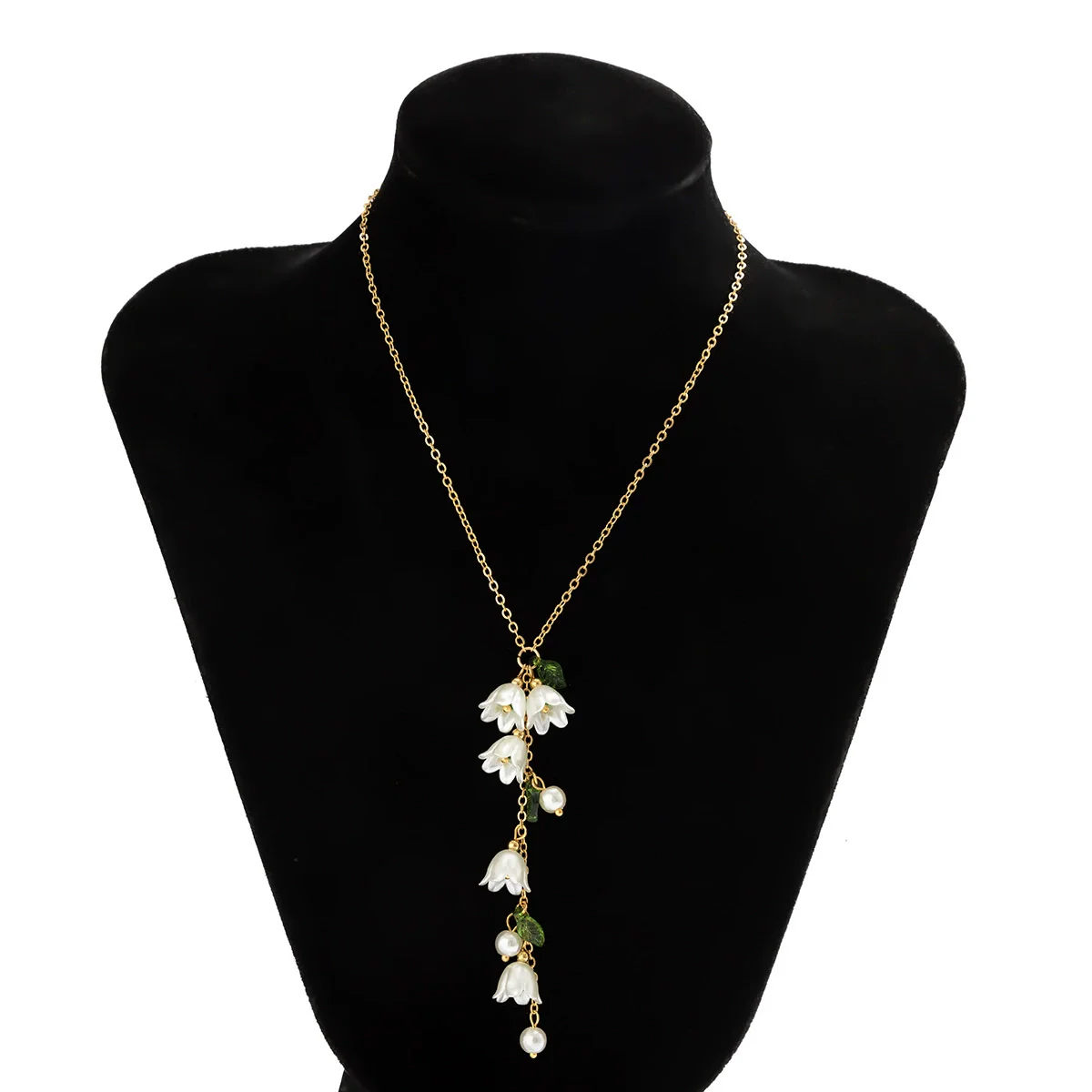 Jewelry Alloy Copper Chain Imitation Pearl Flowers Electroplated Necklace Earrings Set - Image 5