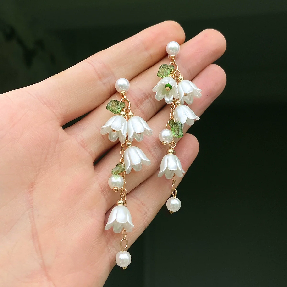 Jewelry Alloy Copper Chain Imitation Pearl Flowers Electroplated Necklace Earrings Set - Image 6