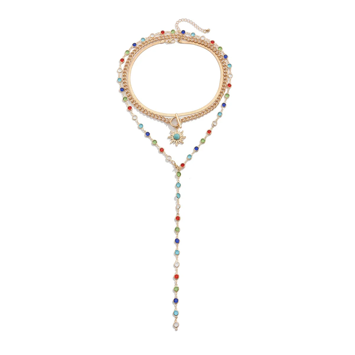 Jewelry Alloy Crystal Clavicle Chain With Sunflower Geometric Pattern And Electroplating Process In Sweet Style For Women - Image 5
