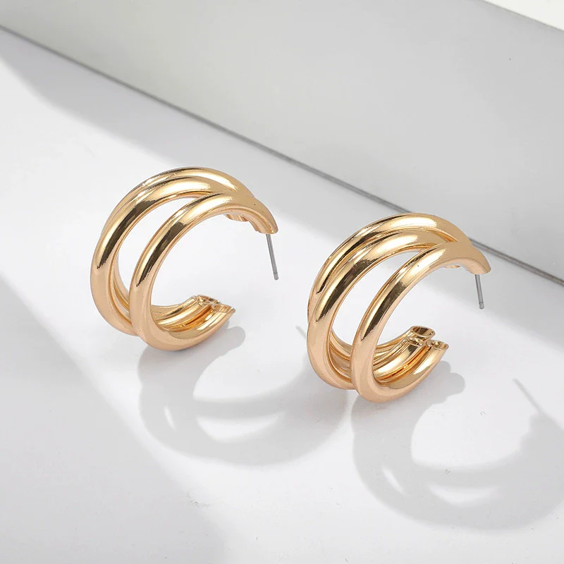 Jewelry Alloy Cshaped Semicircle Geometric Electroplated Earrings