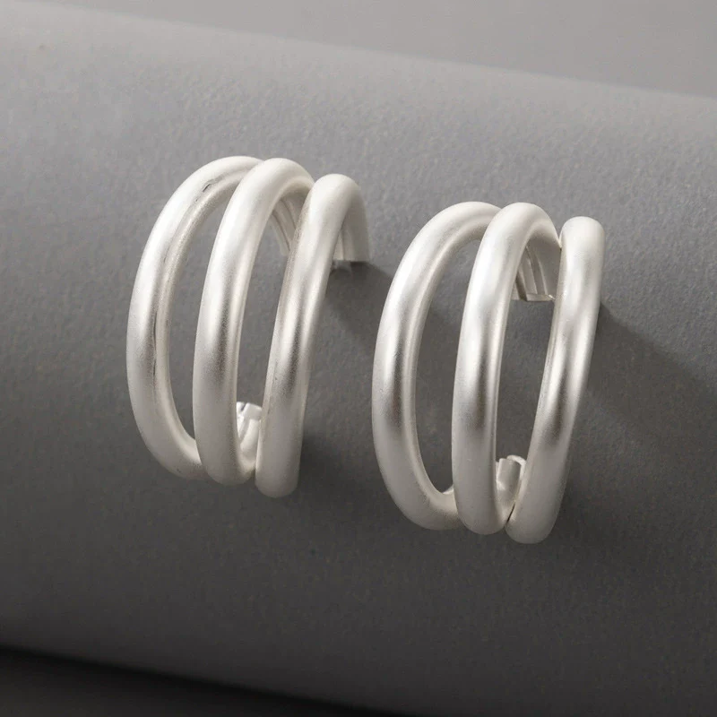Jewelry Alloy Cshaped Semicircle Geometric Electroplated Earrings - Image 3