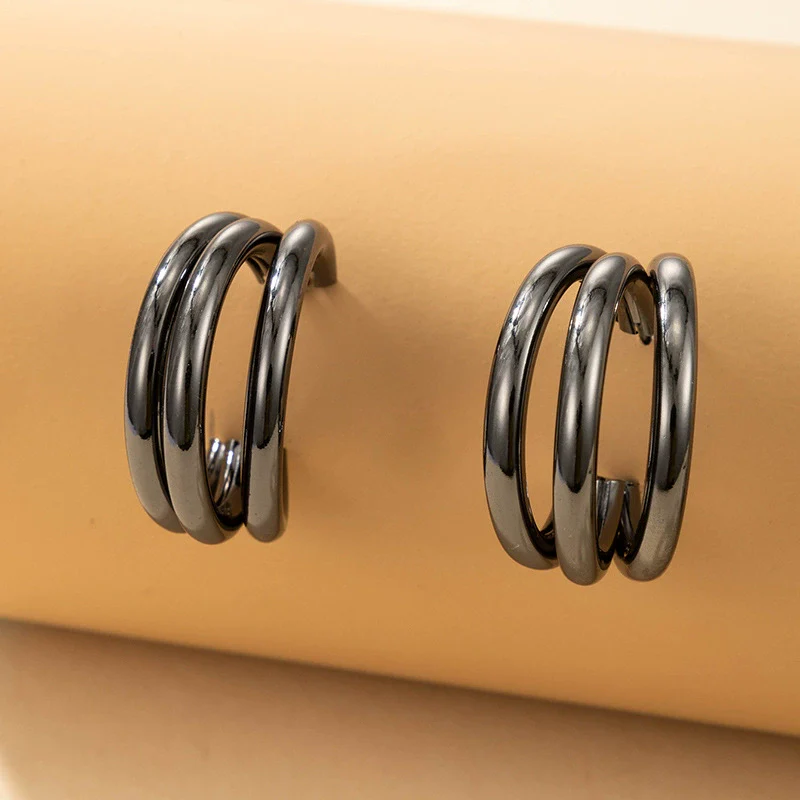 Jewelry Alloy Cshaped Semicircle Geometric Electroplated Earrings - Image 4