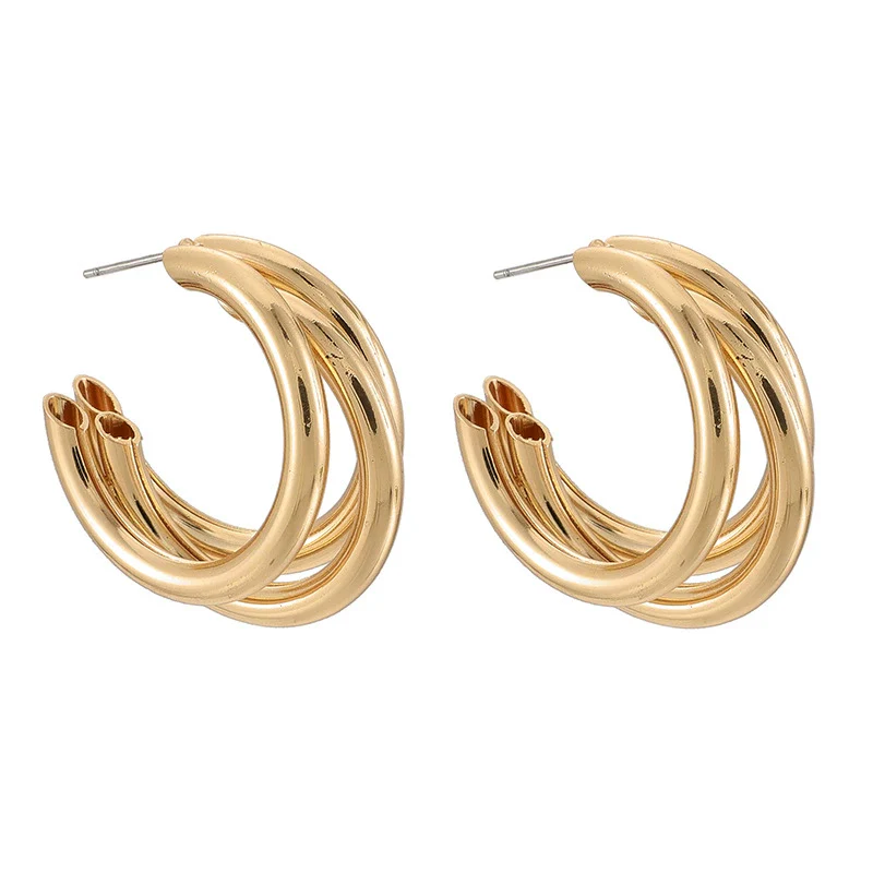 Jewelry Alloy Cshaped Semicircle Geometric Electroplated Earrings - Image 5