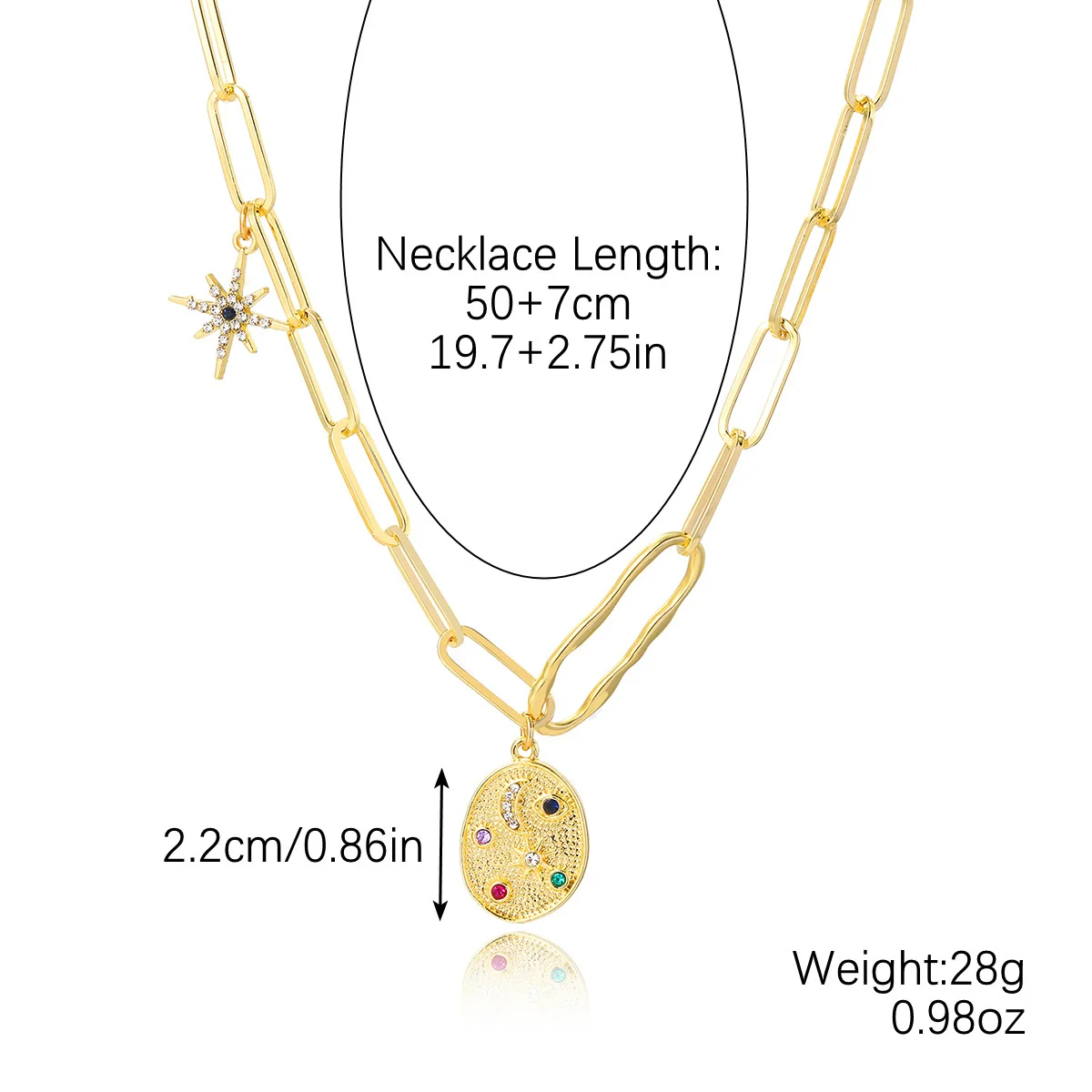 Jewelry Alloy Devil's Eye Pendant Multilayer Necklace With Geometric Wave Pattern And Electroplating Treatment For Women - Image 7