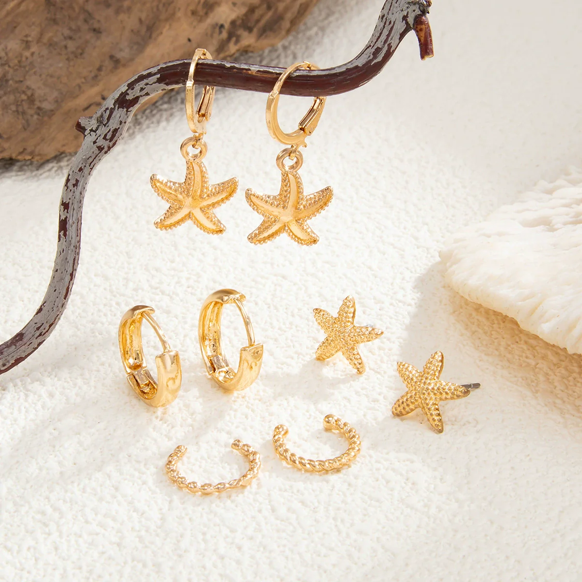 Jewelry Alloy Exaggerated Star Flower Electroplated Earrings For Women - Image 10