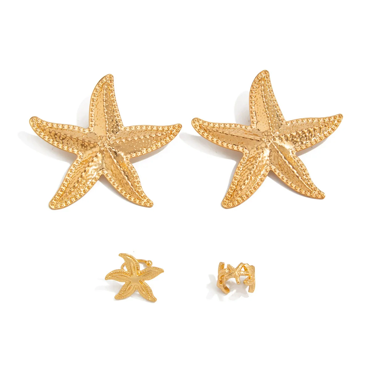 Jewelry Alloy Exaggerated Star Flower Electroplated Earrings For Women - Image 5