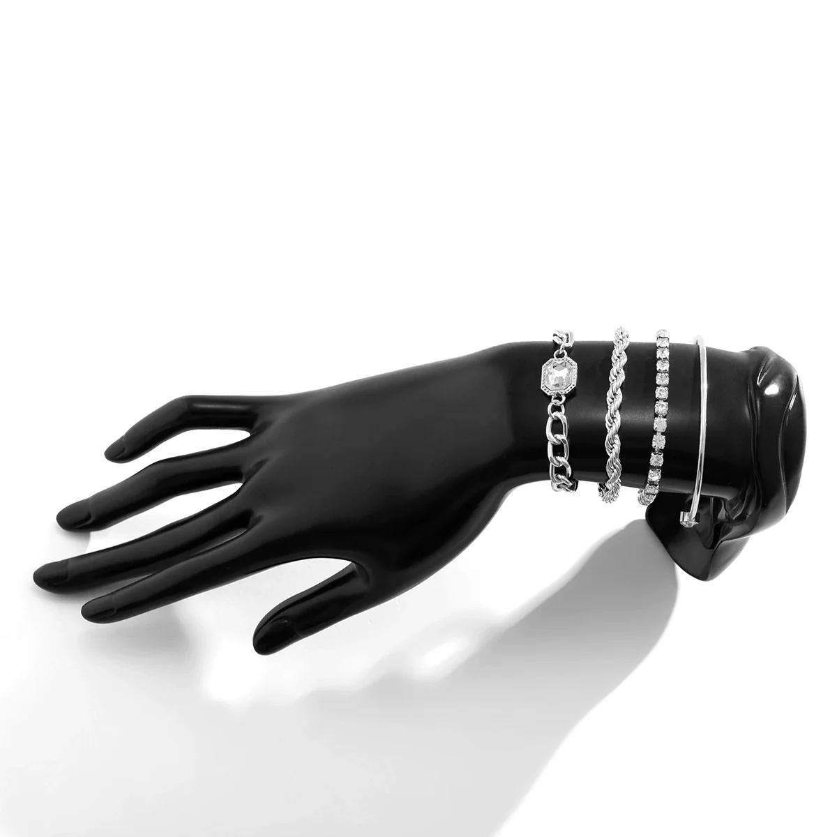 Jewelry Alloy Full Twist Chain Bracelet Geometric Style Diamond Design For Women - Image 6