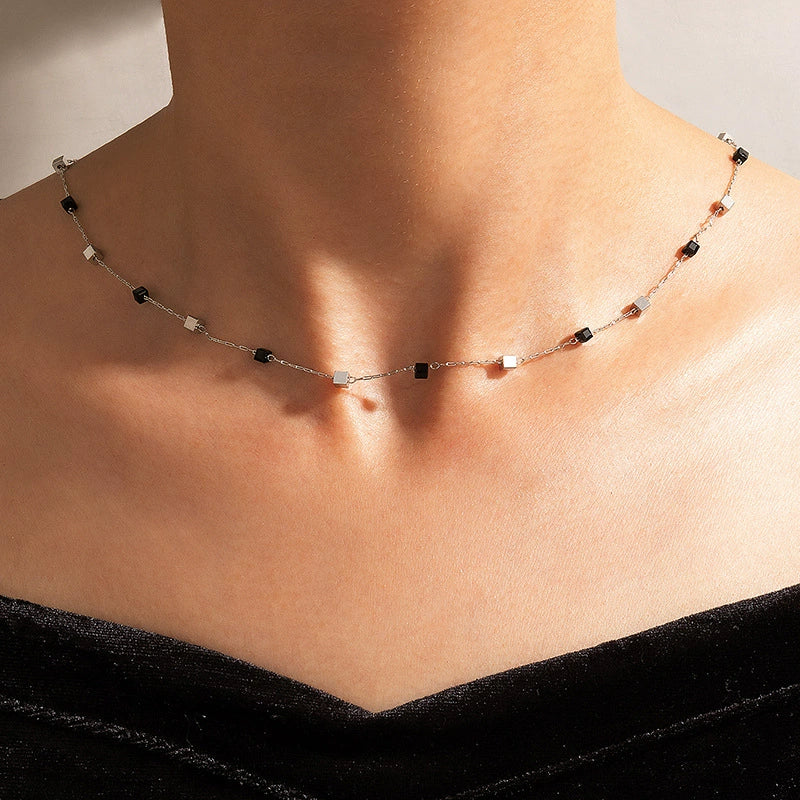 Jewelry Alloy Gems Geometric Three Dimensional Square Simple Necklace - Image 7