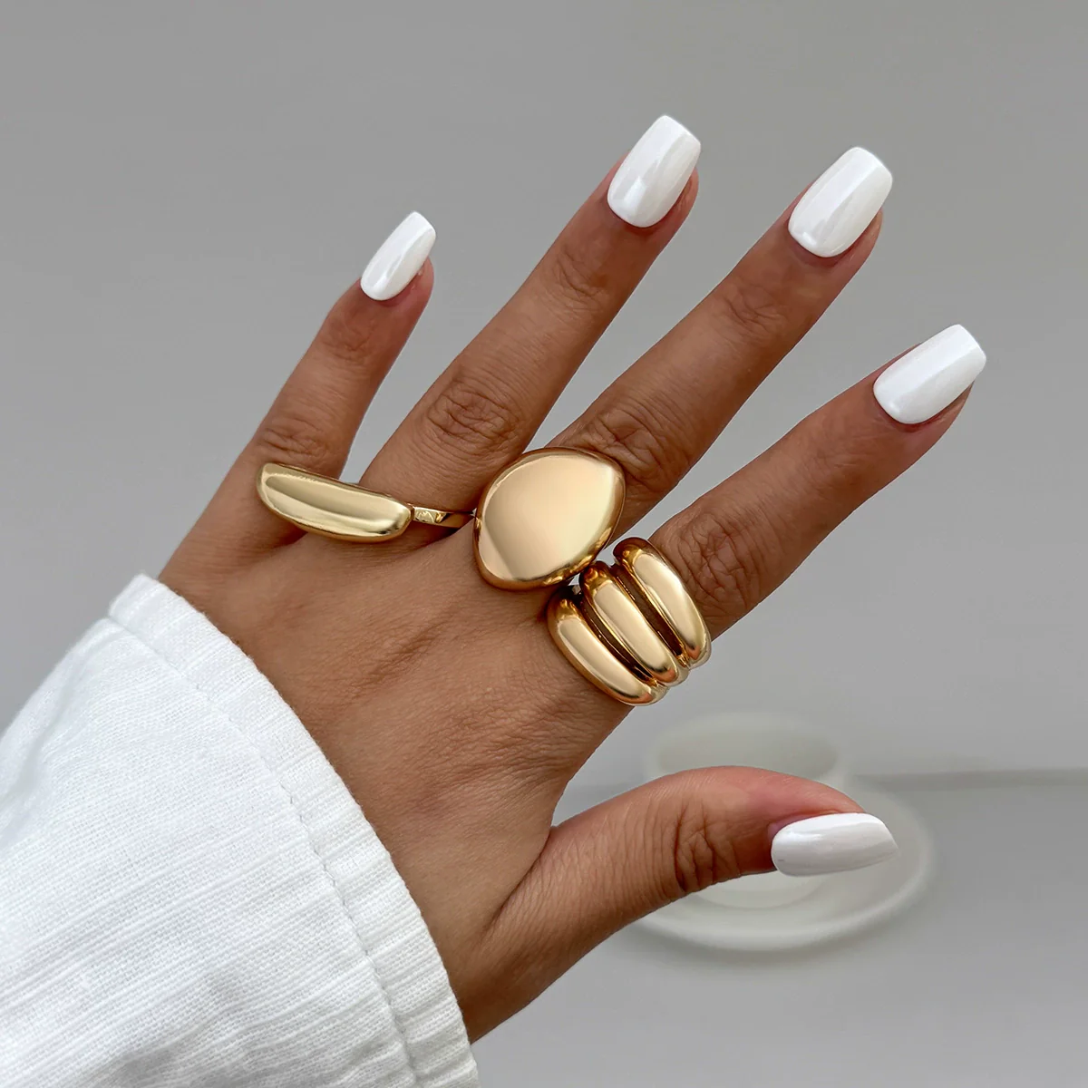 Jewelry Alloy Geometric Curved Open Ring Simple Style Electroplated
