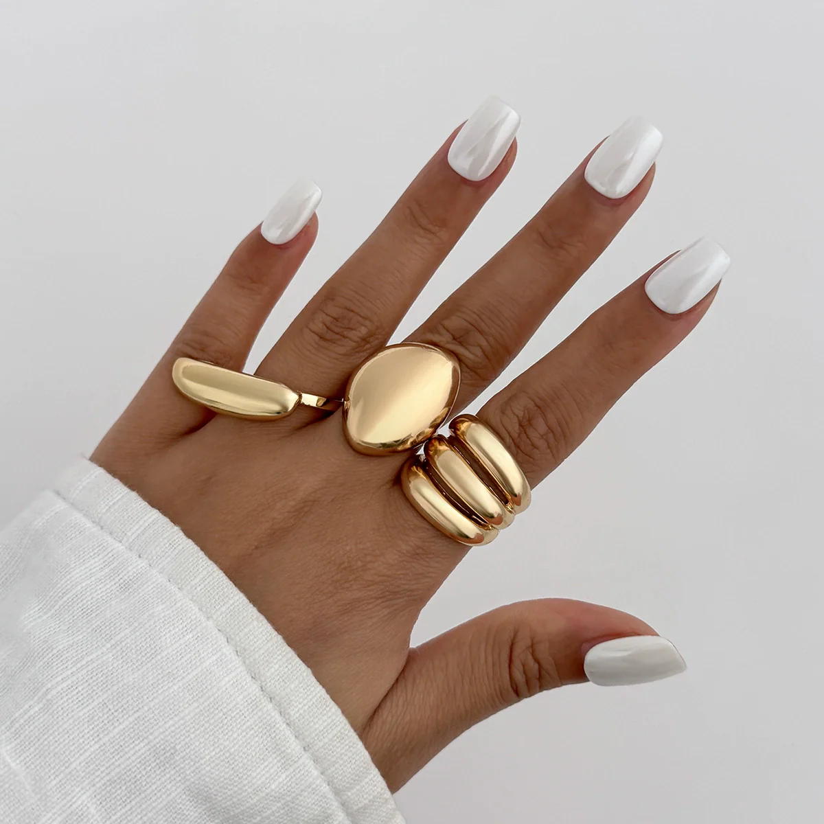 Jewelry Alloy Geometric Curved Open Ring Simple Style Electroplated - Image 6