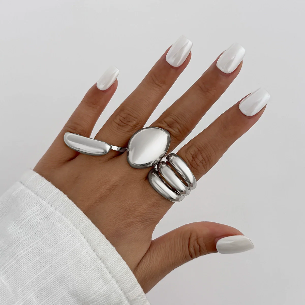 Jewelry Alloy Geometric Curved Open Ring Simple Style Electroplated - Image 7