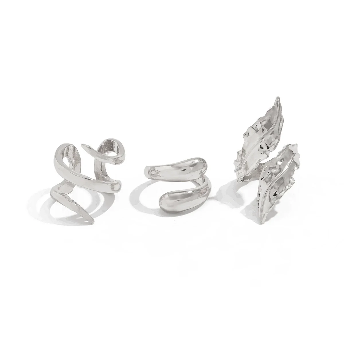 Jewelry Alloy Geometric Exaggerated Asymmetrical Open Ring Set Electroplating Niche Style - Image 5