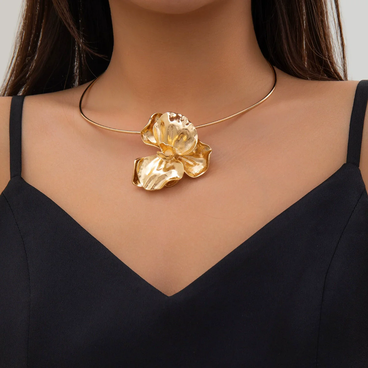 Jewelry Alloy Geometric Flower Metal Choker Collar Necklace For Women - Image 2