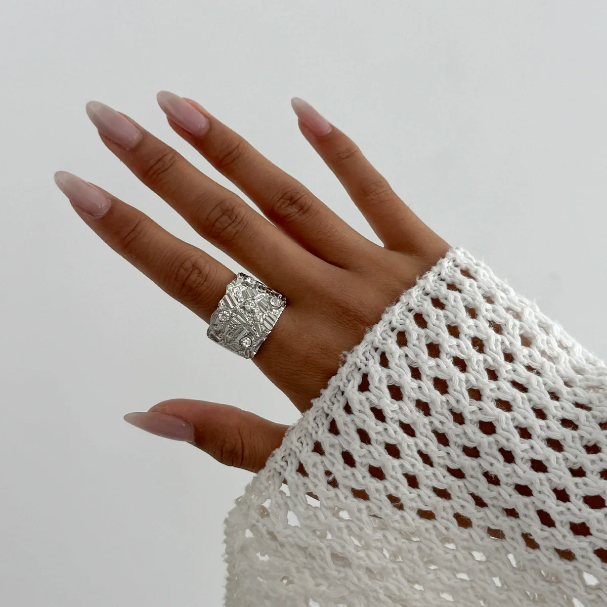 Jewelry Alloy Geometric Irregular Ring Electroplated Fashion Retro - Image 12
