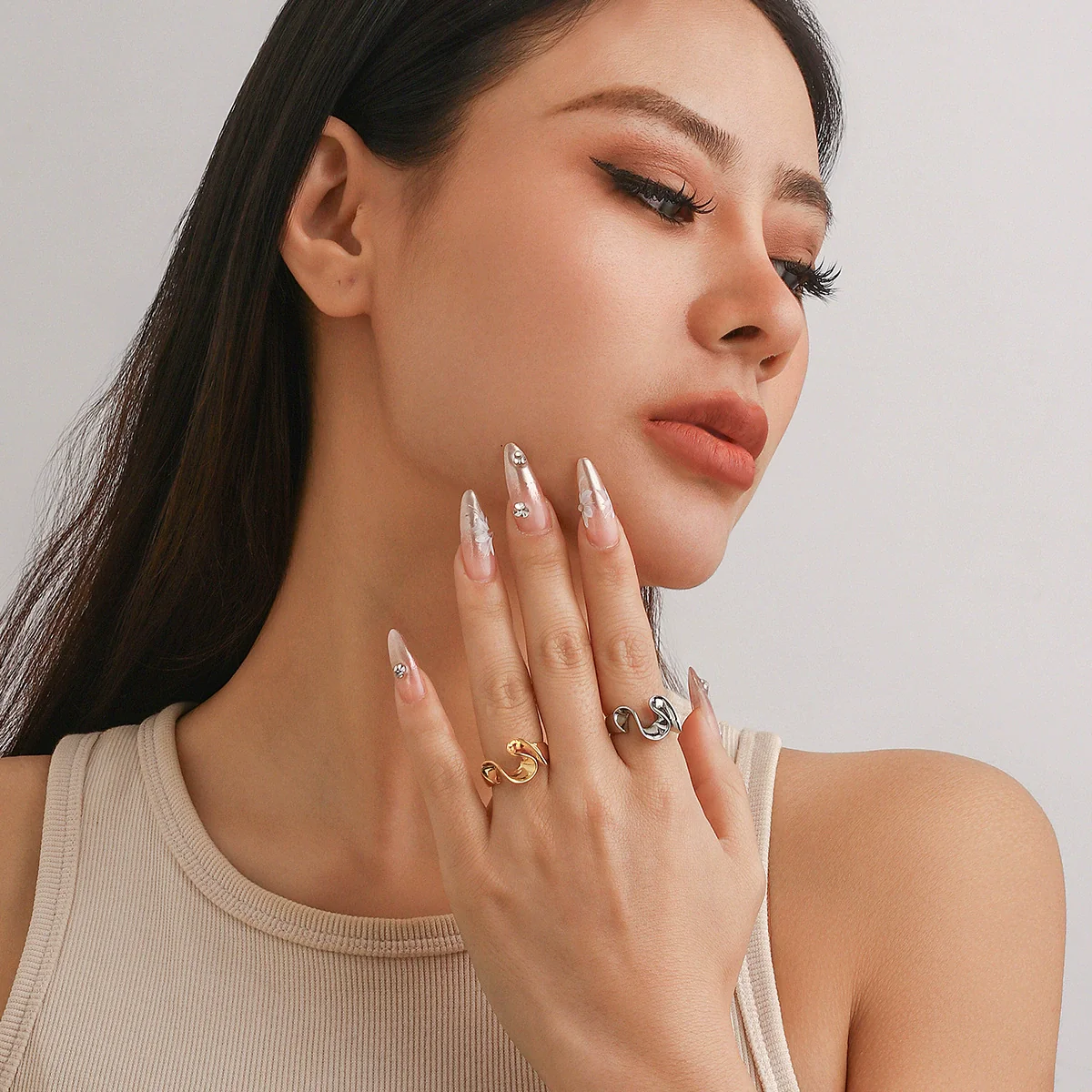 Jewelry Alloy Geometric Ring Electroplated For Women - Image 2