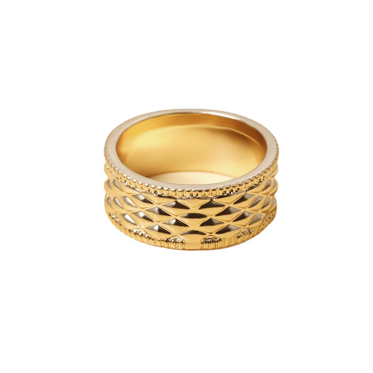 Jewelry Alloy Geometric Ring With Flower Pattern Punk Style Electroplating For Women - Image 5