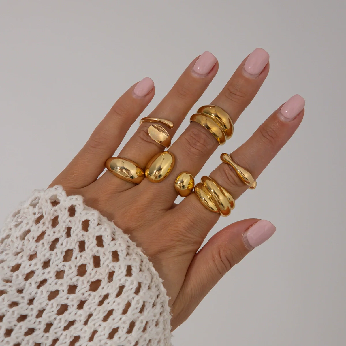 Jewelry Alloy Geometric Simple Style Water Drop Open Ring Electroplating For Women - Image 6