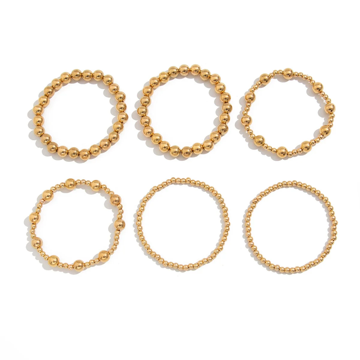 Jewelry Alloy Geometric Style Irregular Round Bead Bracelet And Spiral Pendant Necklace With Electroplating - Image 5