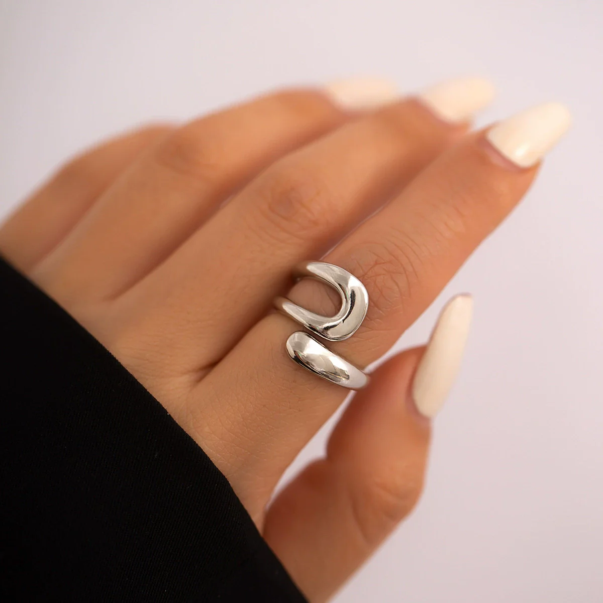Jewelry Alloy Geometric Water Drop Hug Ring Electroplating Hip Hop Style For Women - Image 6