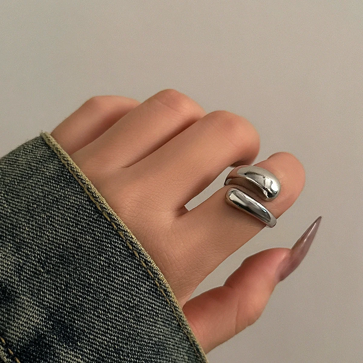 Jewelry Alloy Geometric Water Drop Hug Ring Electroplating Hip Hop Style For Women - Image 8