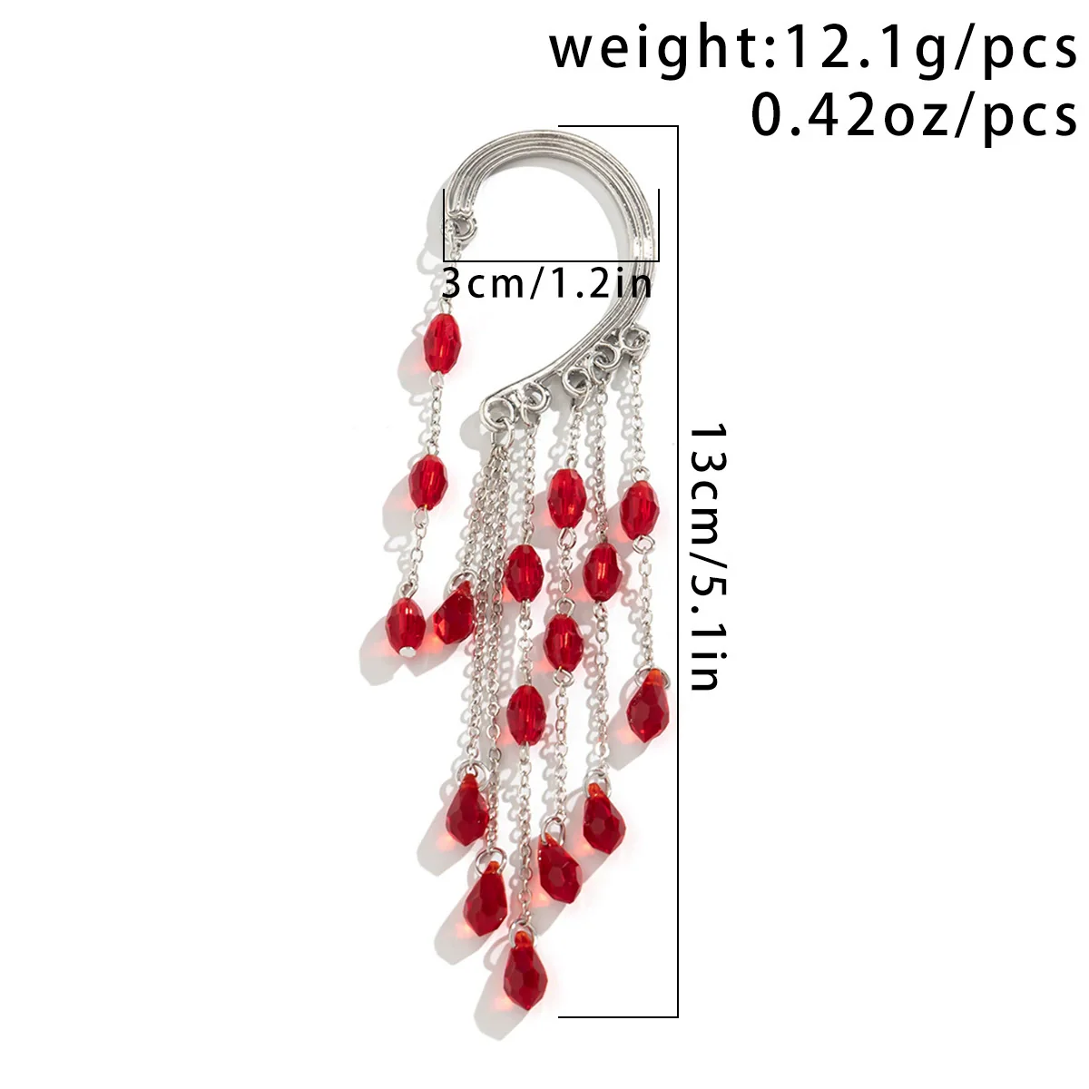 Jewelry Alloy Gothic Blood Drops Tassel Crystal Pendant Earrings For Women Electroplating - Image 3