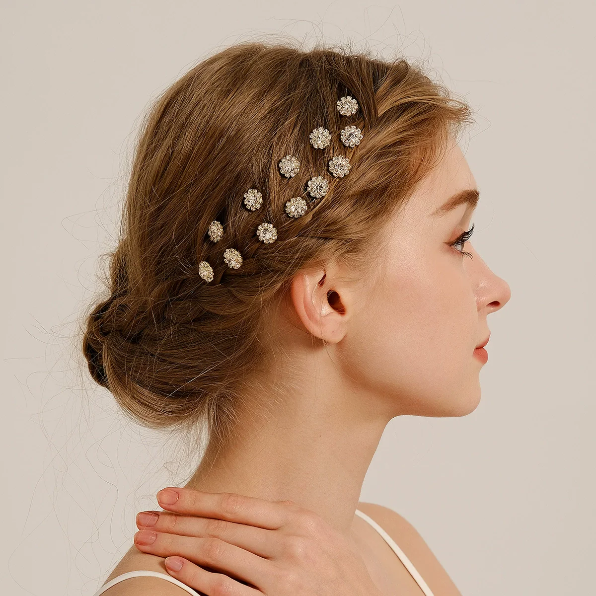 Jewelry Alloy Handmade Flower Rhinestone Ushaped Hair Fork Hair Accessories