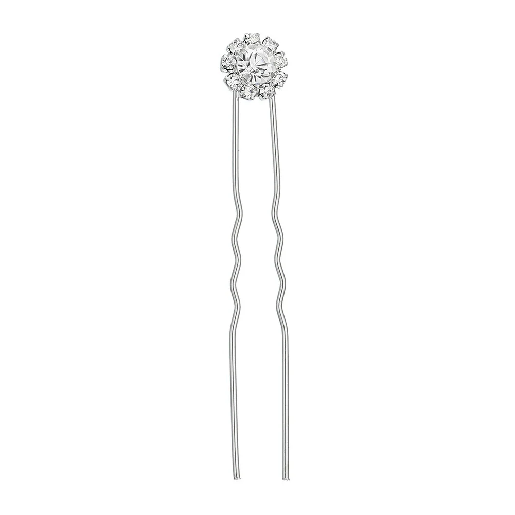 Jewelry Alloy Handmade Flower Rhinestone Ushaped Hair Fork Hair Accessories - Image 5