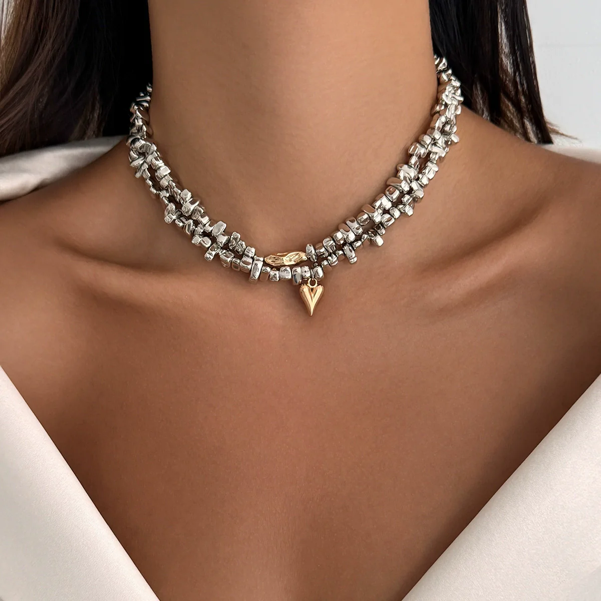 Jewelry Alloy Heart Geometric Clavicle Chain Electroplating Light Luxury Style - Image 6
