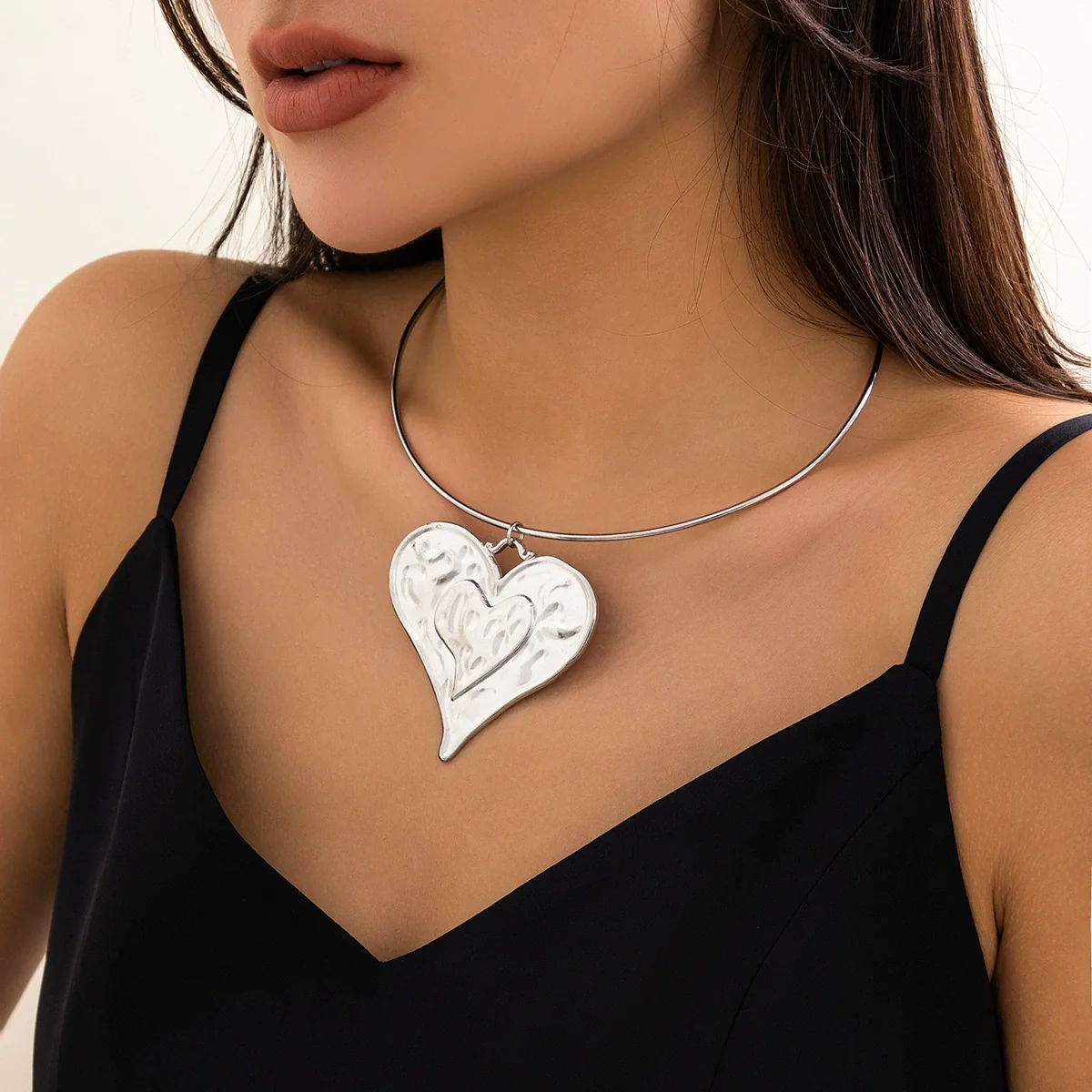 Jewelry Alloy Heart Geometric Pendant Collar Necklace For Women - Image 7