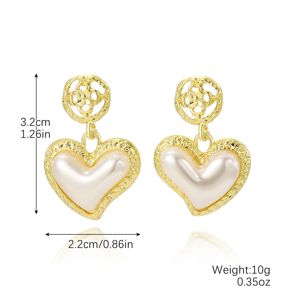 Jewelry Alloy Heart Shaped Exaggerated Baroque Pearl Women's Earrings - Image 7