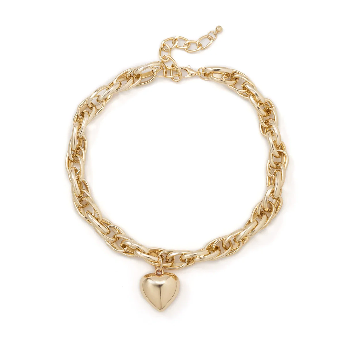 Jewelry Alloy Heart Shaped Pendant Cross Chain Necklace With Geometric Pattern And Electroplating Treatment For Women - Image 3