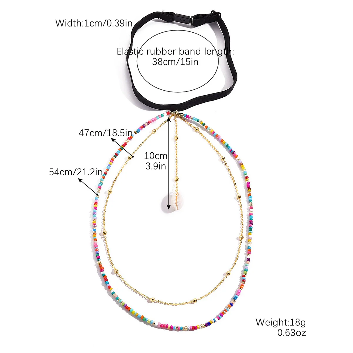 Jewelry Alloy Heart Thigh Chain Women's Bohemian Multilayer Elastic Rice Beads Style - Image 6
