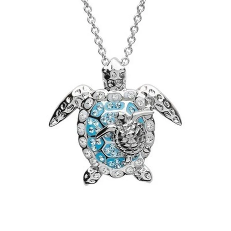 Jewelry Alloy Heartshaped Geometric Blue Purple Crystal Electroplated Clavicle Chain - Image 12