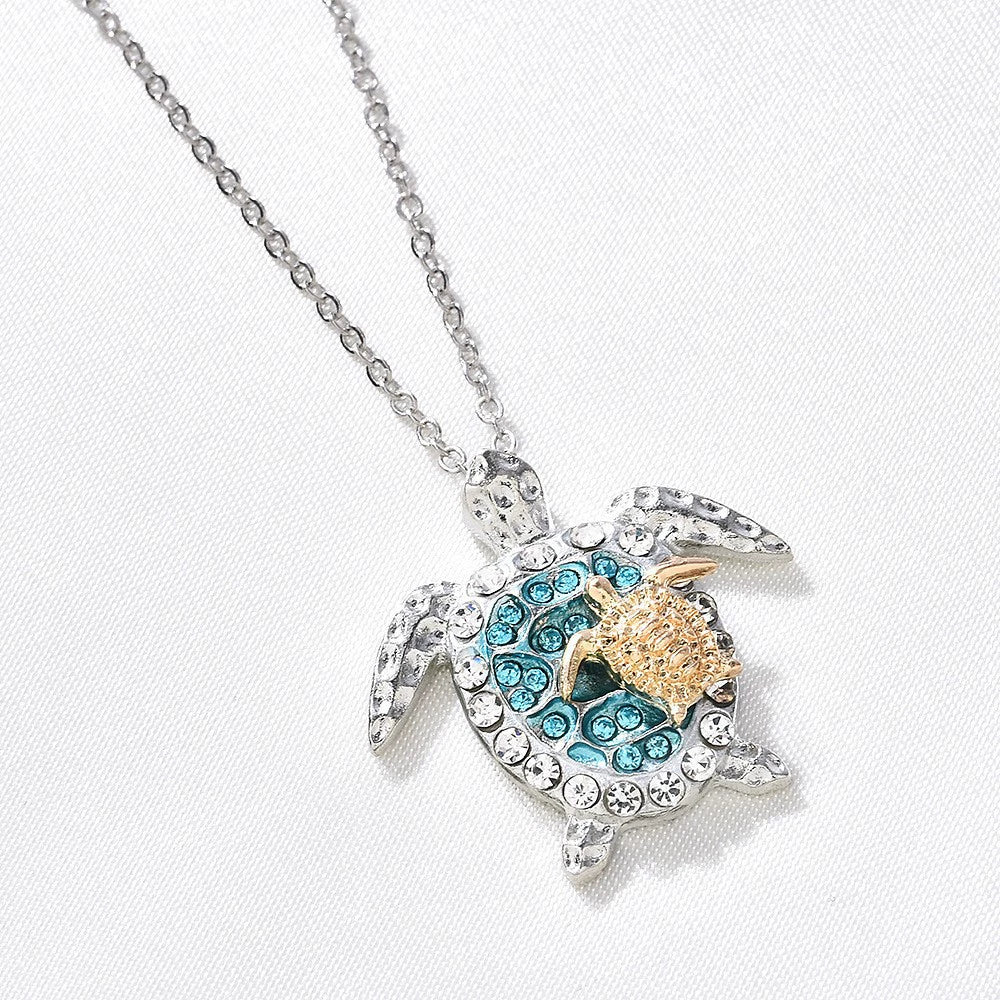 Jewelry Alloy Heartshaped Geometric Blue Purple Crystal Electroplated Clavicle Chain - Image 13