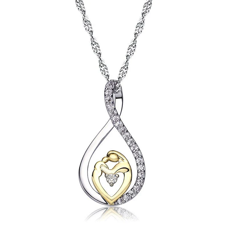Jewelry Alloy Heartshaped Geometric Blue Purple Crystal Electroplated Clavicle Chain - Image 16