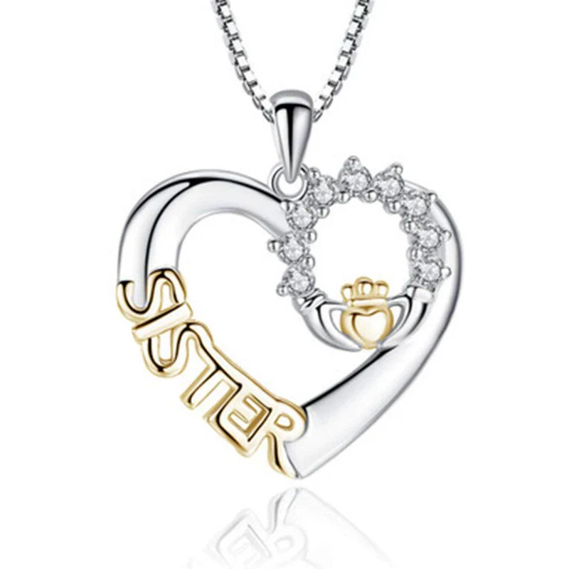 Jewelry Alloy Heartshaped Geometric Blue Purple Crystal Electroplated Clavicle Chain - Image 7