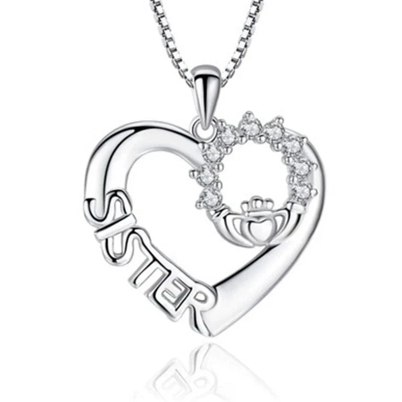Jewelry Alloy Heartshaped Geometric Blue Purple Crystal Electroplated Clavicle Chain - Image 8