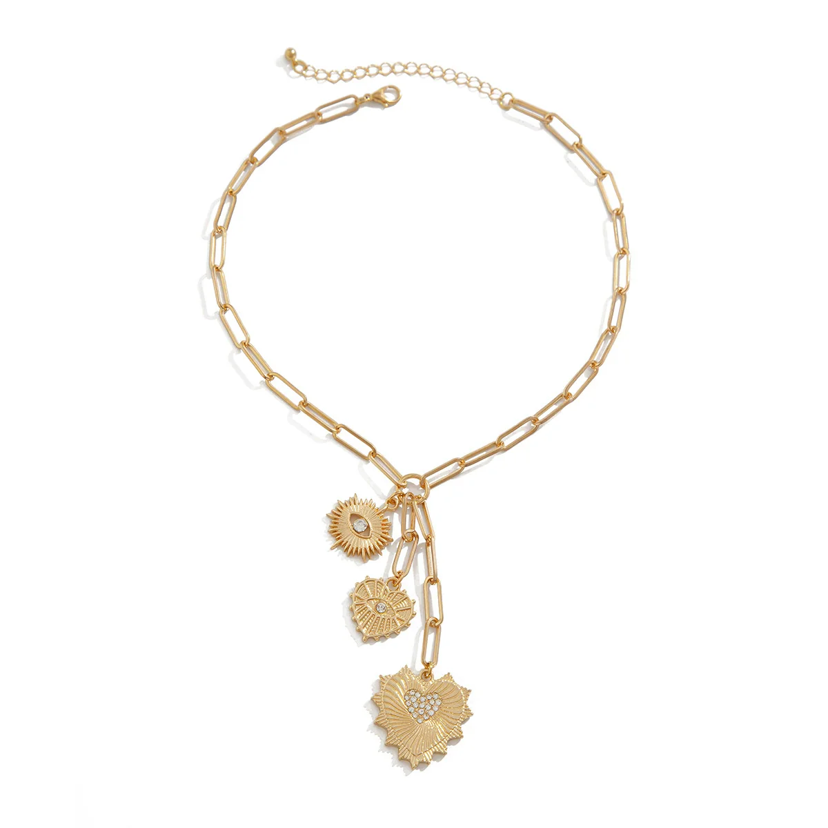Jewelry Alloy Heartshaped Pendant Clavicle Chain With Zircon And Electroplating For Women - Image 5