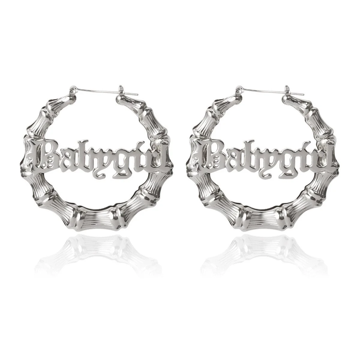 Jewelry Alloy Hiphop Punk Round Bamboo Electroplated Heart Shape Stud Earrings For Women - Image 8