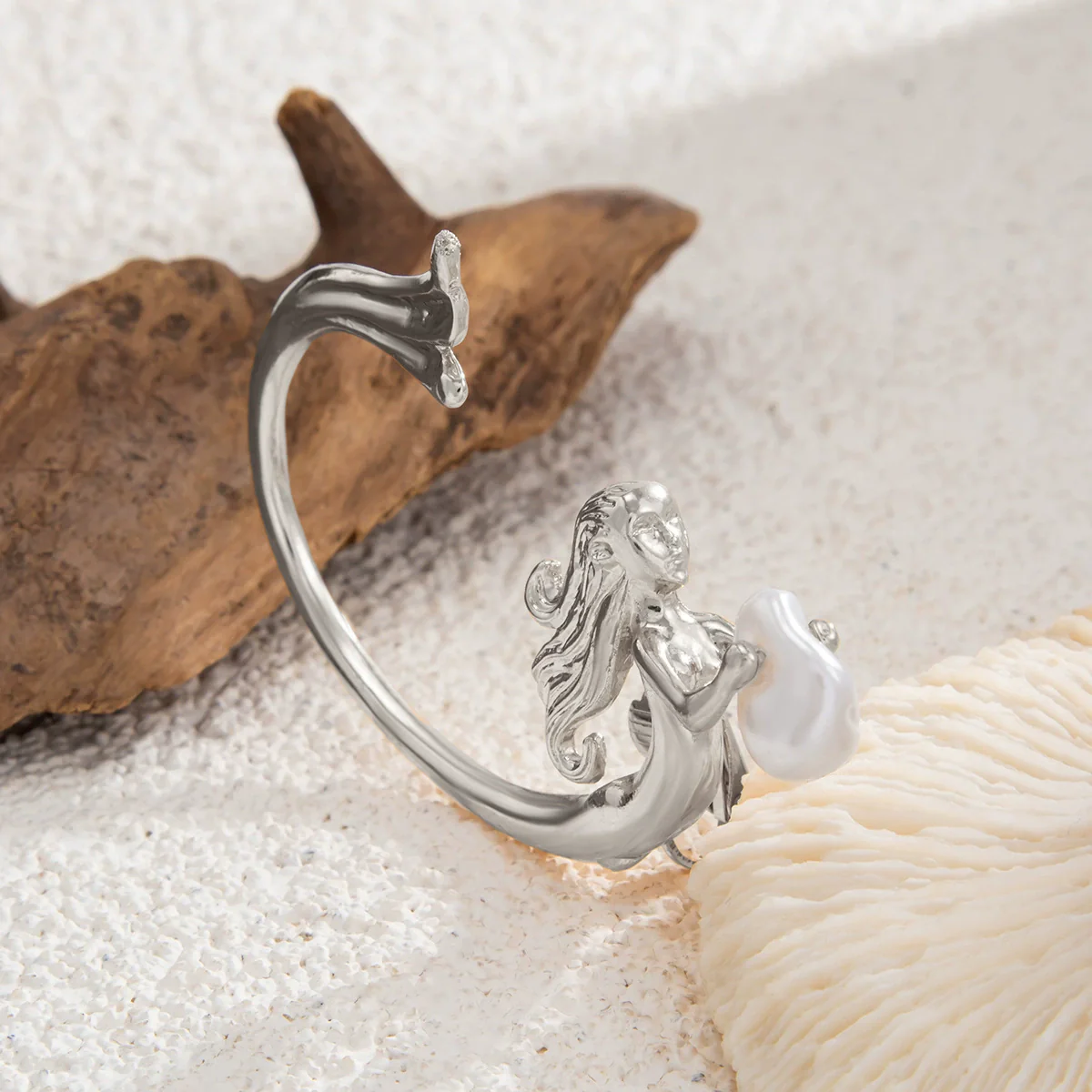 Jewelry Alloy Imitation Pearl Angel Mermaid Ear Clip Ins Style Electroplating - Image 4
