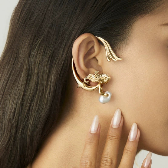 Jewelry Alloy Imitation Pearl Angel Mermaid Ear Clip Ins Style Electroplating - Image 6
