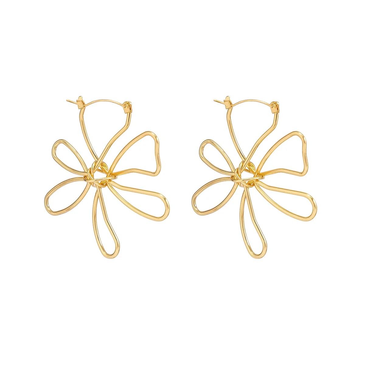 Jewelry Alloy Imitation Pearl Big Flower Geometric Diamond Earrings For Women - Image 5