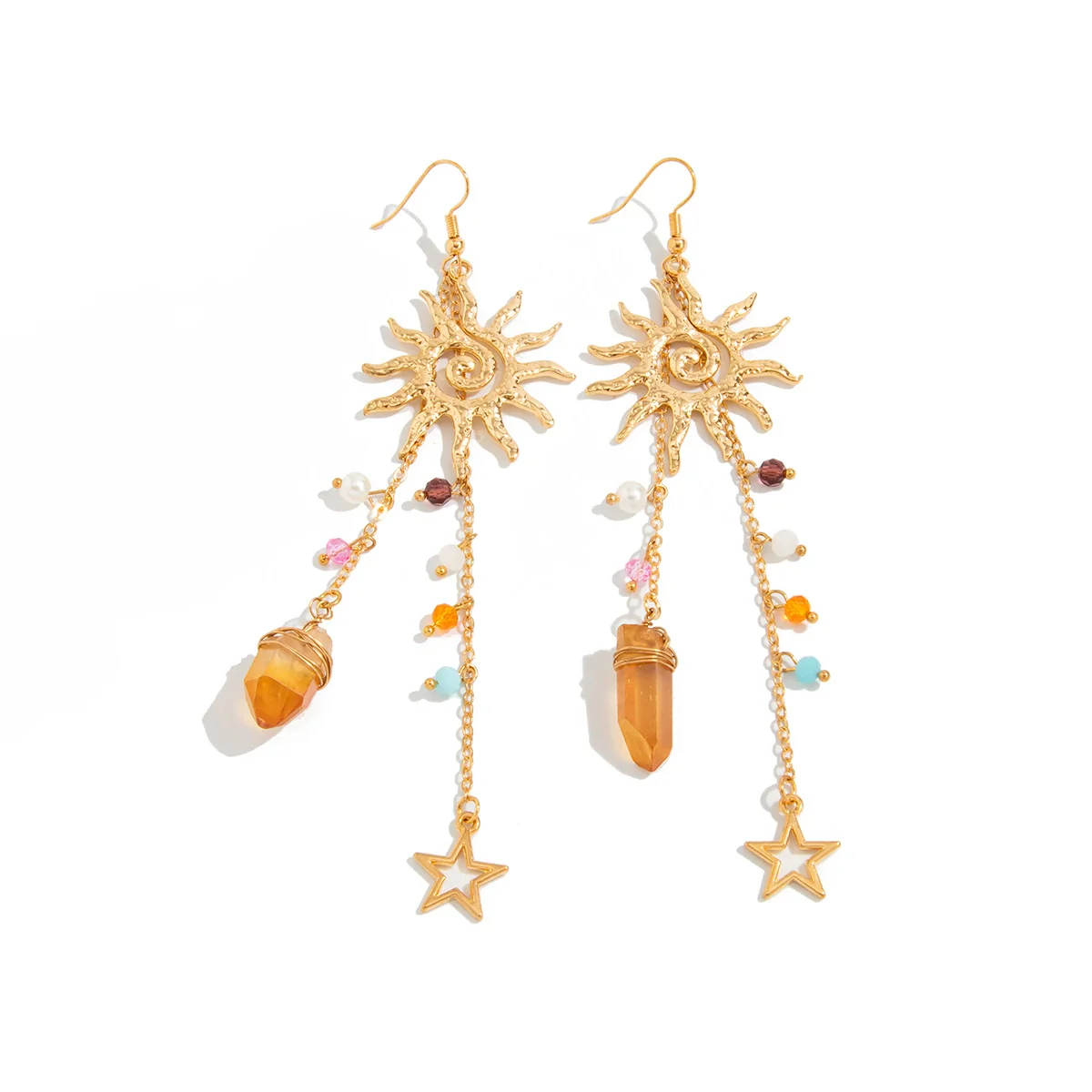 Jewelry Alloy Imitation Pearl Crystal Geometric Starfish Jellyfish Electroplated Earrings - Image 5