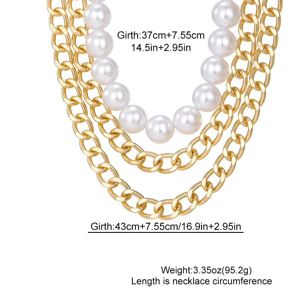 Jewelry Alloy Imitation Pearl Multilayer Clavicle Chain Water Drop Necklace Geometric Style Electroplating - Image 2