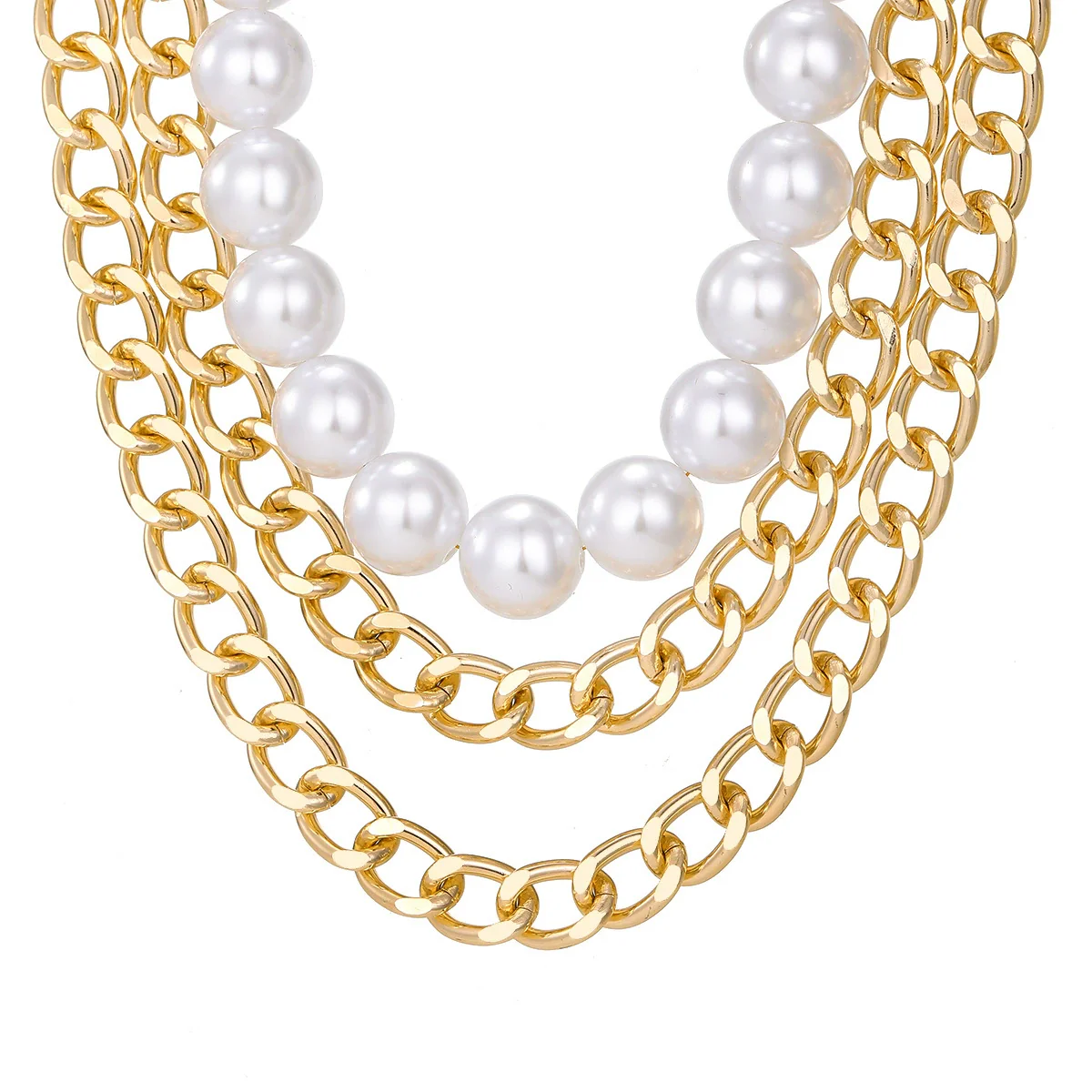 Jewelry Alloy Imitation Pearl Multilayer Clavicle Chain Water Drop Necklace Geometric Style Electroplating - Image 5